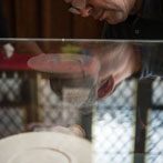 Julian Stair installing Quietus in Manchester Cathedral 2016